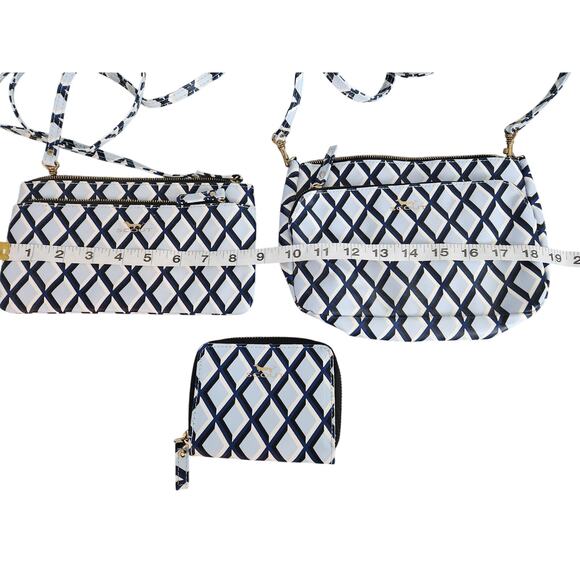 SCOUT Crossbody & Wallet Set of 3 Navy White Geometric Print - Picture 3 of 13